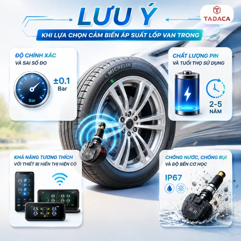 Tiêu chí lựa chọn cảm biến áp suất lốp van trong phù hợp