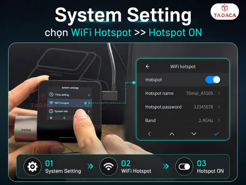 Bật WiFi hotspot trên camera