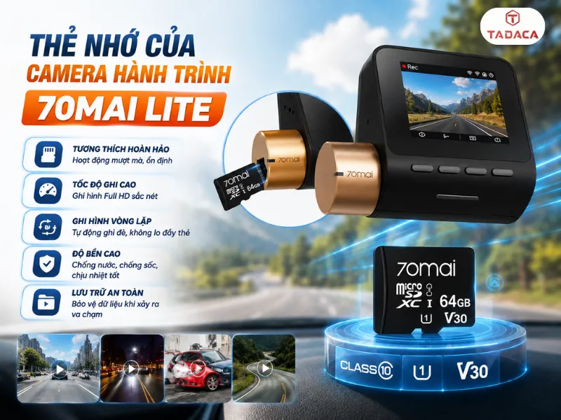 Camera hành trình 70mai lite nên dùng thẻ nhớ dung lượng nào?