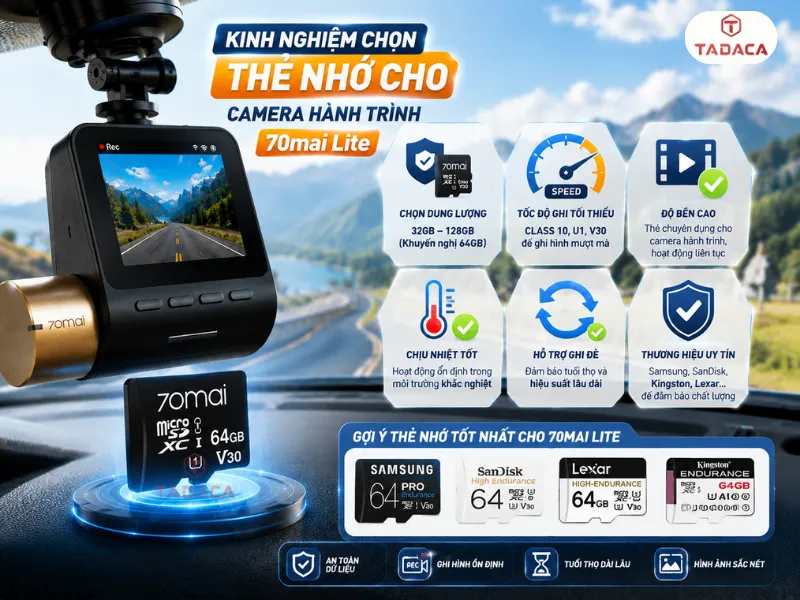 Kinh nghiệm chọn thẻ nhớ cho camera hành trình 70mai Lite