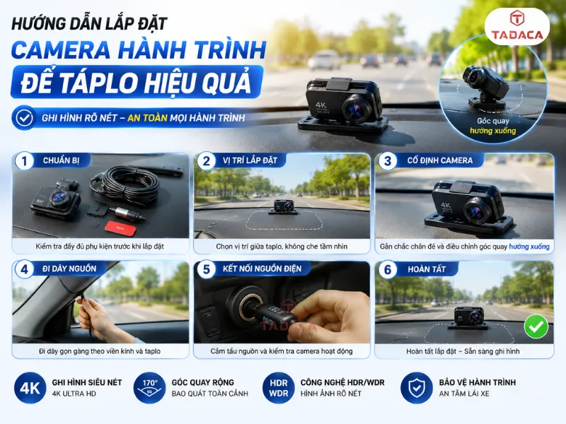 Hướng dẫn lắp đặt và sử dụng camera hành trình để taplo hiệu quả