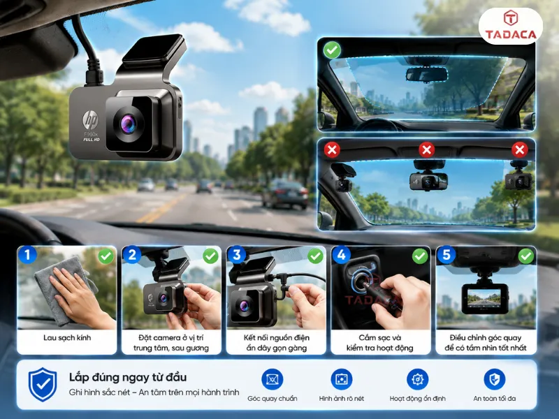 Cách lắp camera hành trình HP đúng ngay từ lần đầu tiên