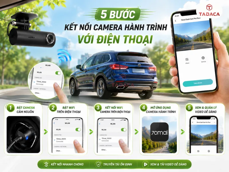 Các bước kết nối camera hành trình với điện thoại theo trình tự