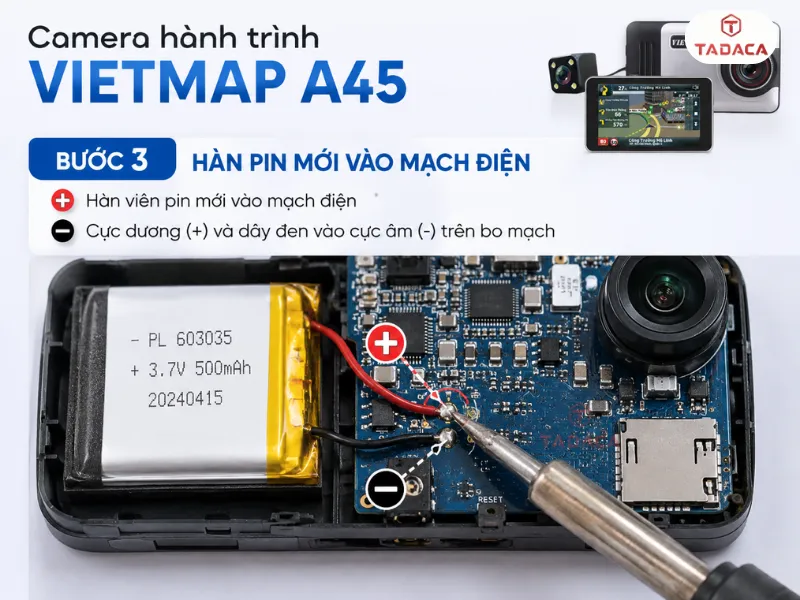 Hàn pin mới vào mạch điện