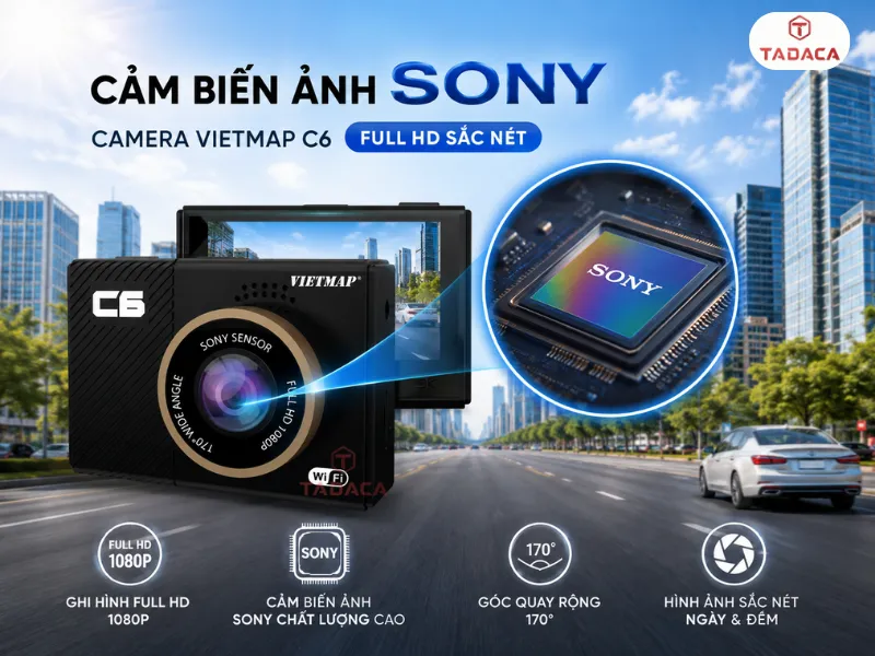 Cảm biến ảnh Sony camera Vietmap C6 Full HD sắc nét
