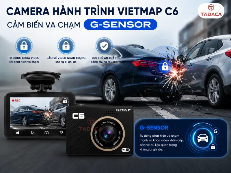 Camera hành trình Vietmap C6 cảm biến va chạm G-Sensor