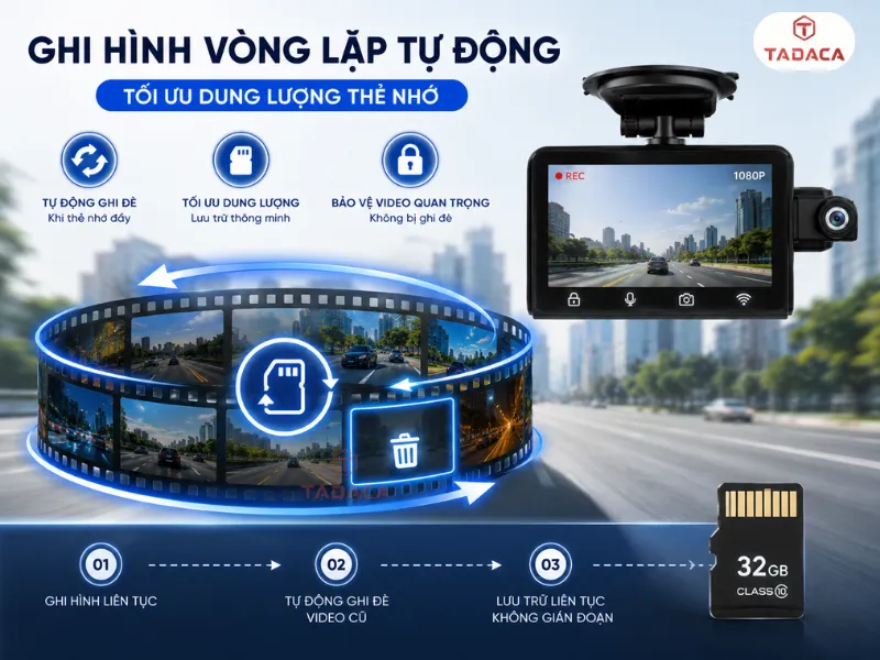 Ghi hình vòng lặp tự động tối ưu dung lượng thẻ nhớ