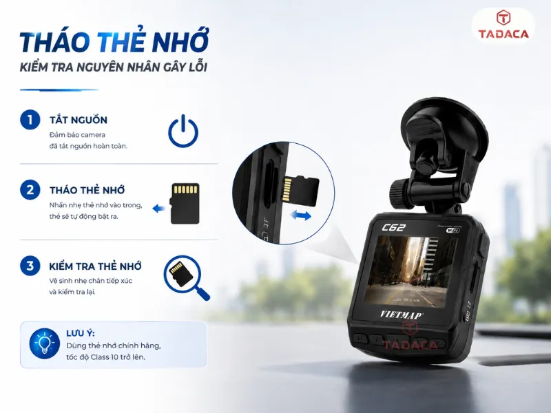 Format thẻ nhớ khi camera hành trình C62 không ghi hình
