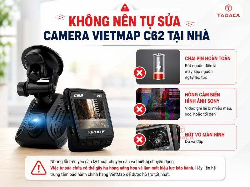 Khi nào bạn không nên tự sửa camera VietMap C62 tại nhà