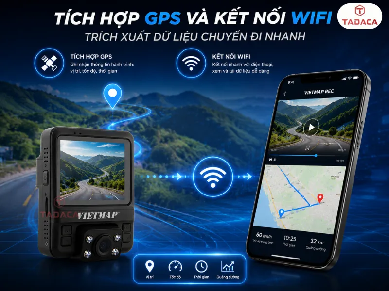 Tích hợp GPS và kết nối Wifi trích xuất dữ liệu chuyến đi nhanh