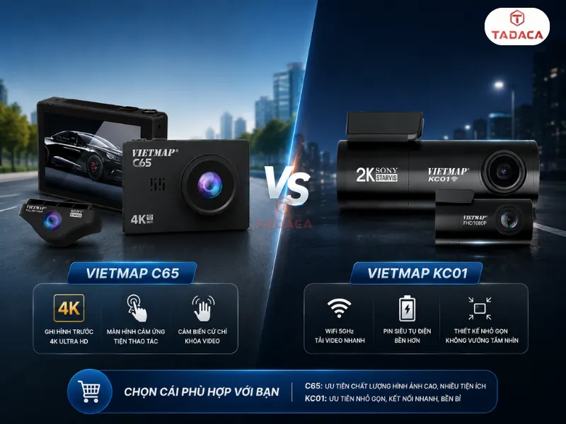 Nên mua cam hành trình VietMap C65 hay VietMap KC01?