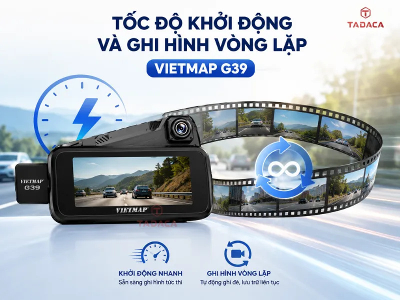 Tốc độ khởi động và ghi hình vòng lặp cam Vietmap G39
