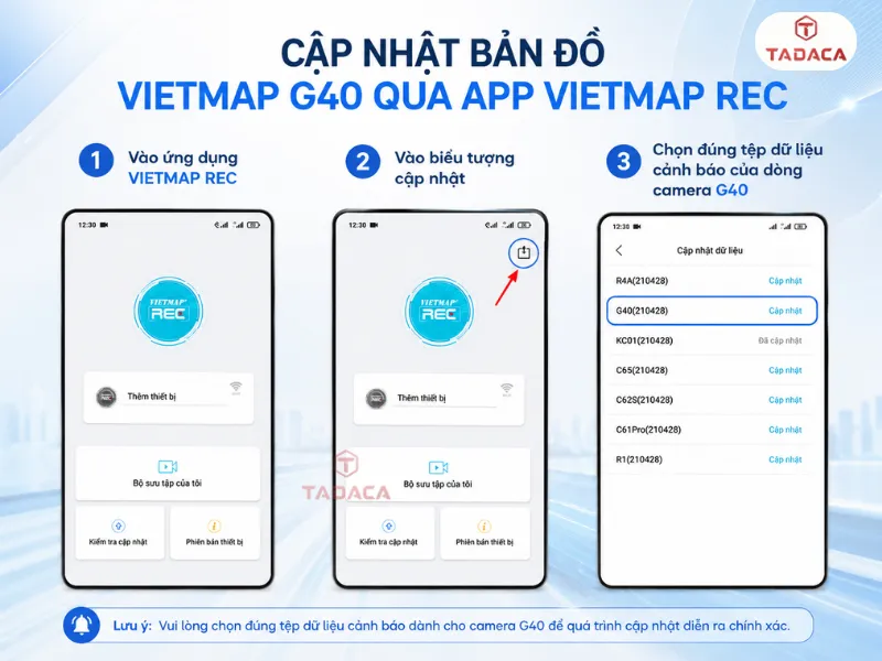 Cập nhật bản đồ Vietmap G40 trực tuyến bằng App VIETMAP REC