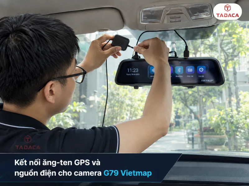 Kết nối ăng-ten GPS và nguồn điện cho camera G79 Vietmap