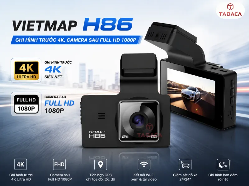 Camera hành trình Vietmap H86 ghi hình 4k