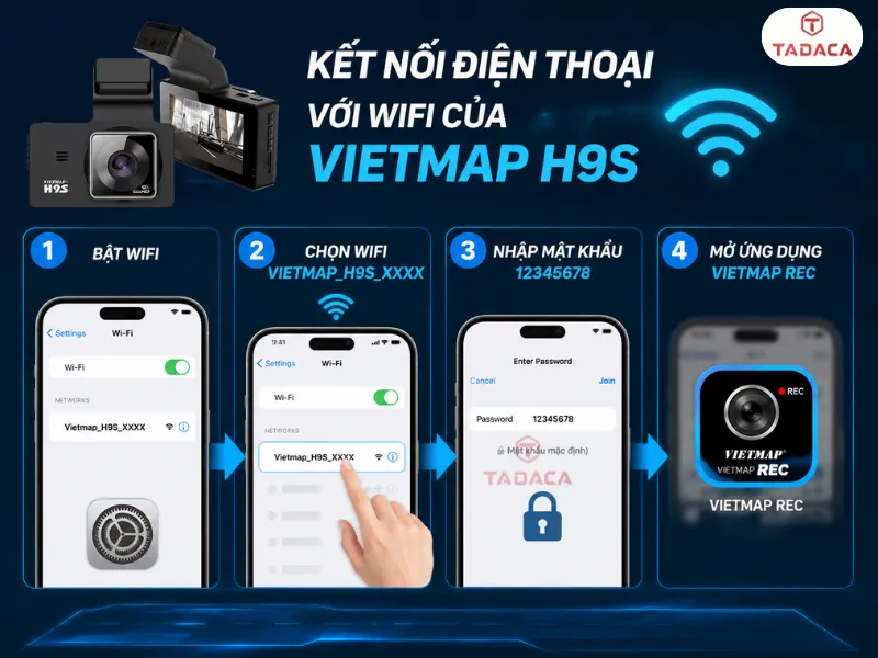 Hướng dẫn kết nối điện thoại với Wifi của Vietmap H9S