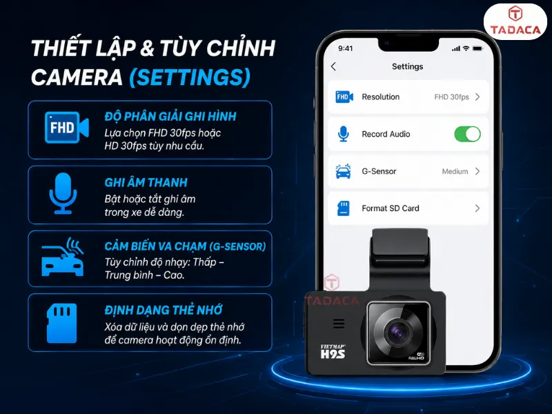 Thiết lập và tùy chỉnh camera (Settings)
