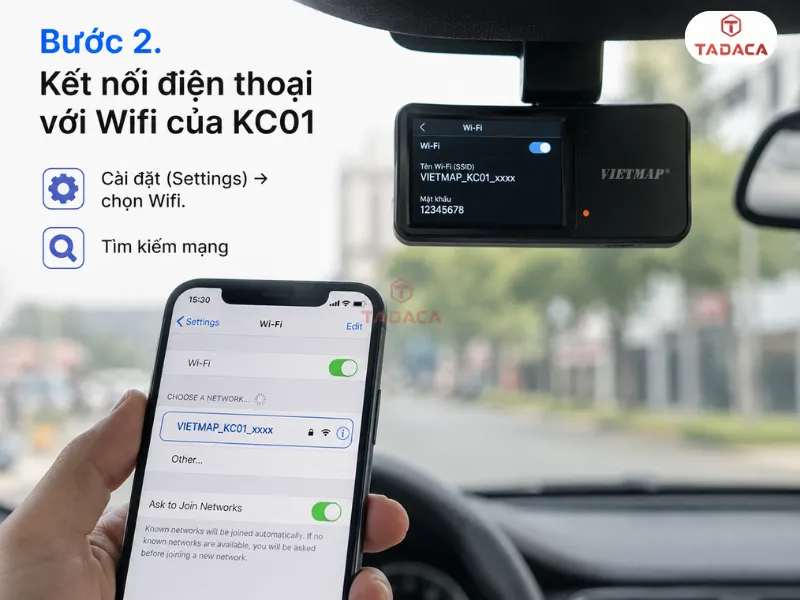 Kết nối điện thoại với Wifi của KC01