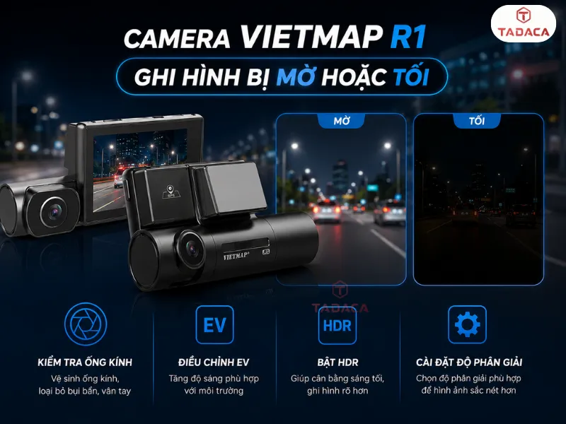Camera Vietmap R1 ghi hình bị mờ hoặc tối