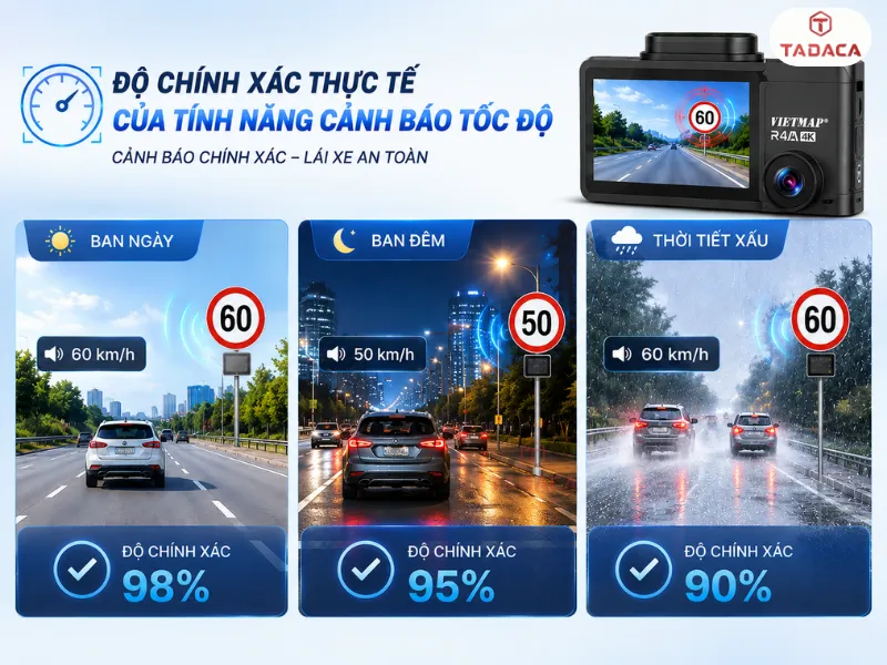 Độ chính xác thực tế của tính năng cảnh báo tốc độ