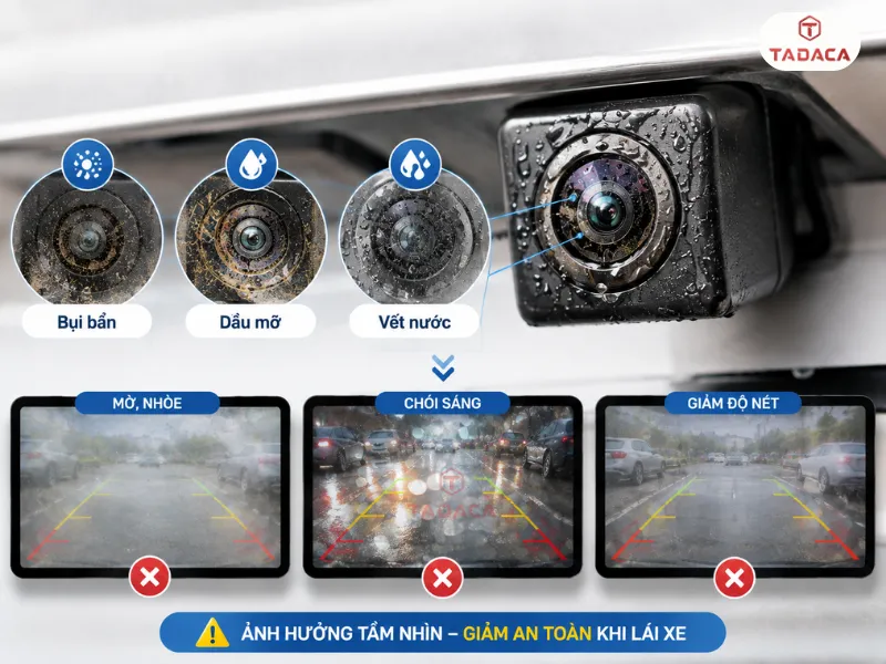 Bụi bẩn, dầu mỡ và vết nước bám lens