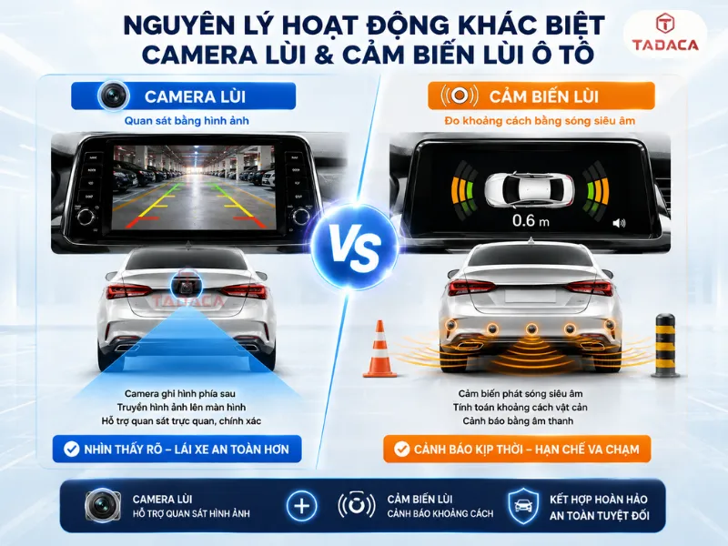 So Sánh Camera Lùi Và Cảm Biến Lùi Ô Tô