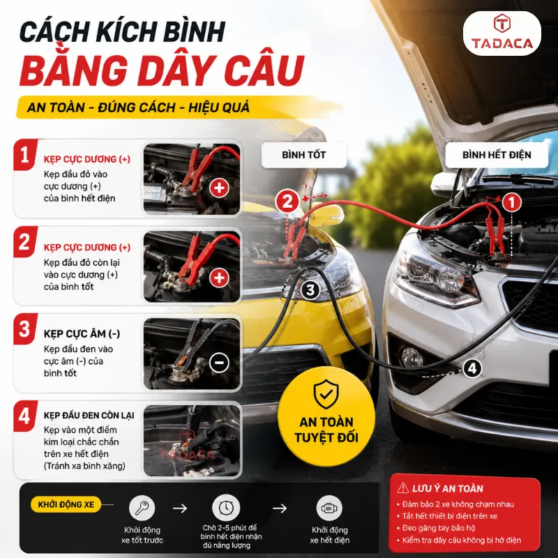 Cách Câu Bình Ắc Quy Ô Tô Đúng Cách, An Toàn