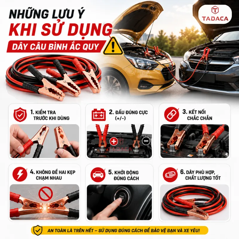 Những Lưu Ý Khi Sử Dụng Dây Câu Bình Ắc Quy