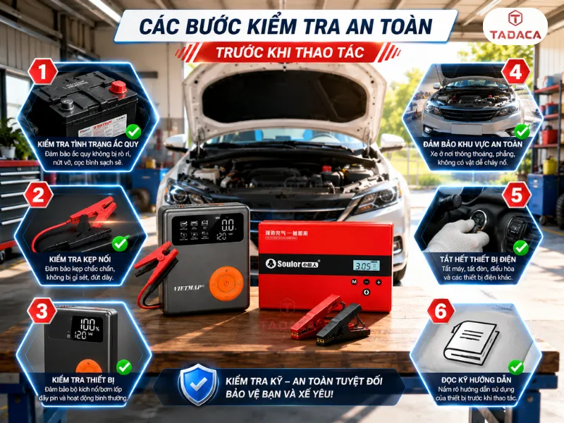 Các bước kiểm tra an toàn trước khi thao tác