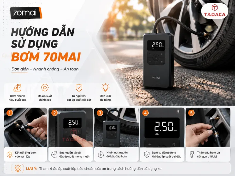 Hướng dẫn sử dụng bơm 70mai từ lúc kết nối đến khi hoàn tất