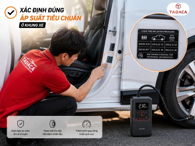 Xác định đúng áp suất tiêu chuẩn của xe