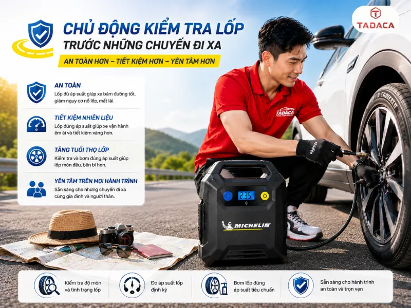 Chủ động kiểm tra lốp trước những chuyến đi xa