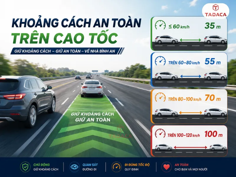 Khoảng cách an toàn trên cao tốc thay đổi theo tốc độ xe