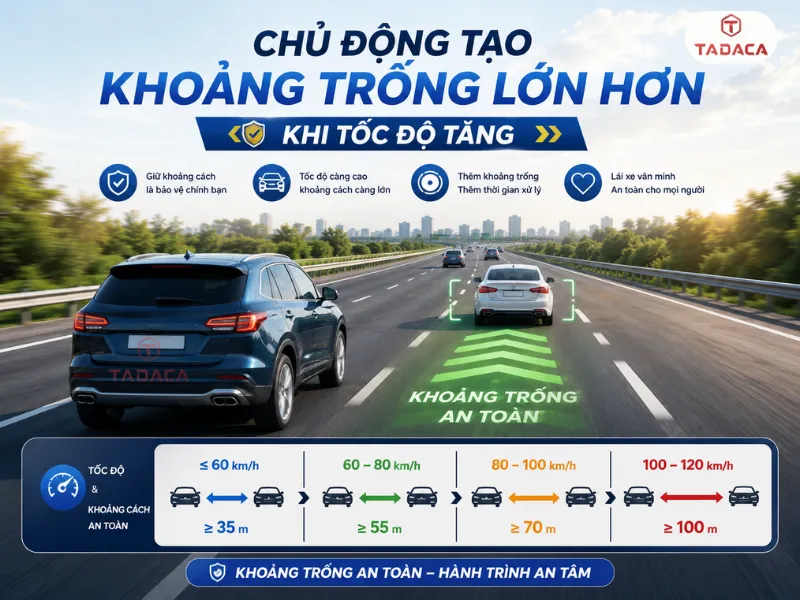 Chủ động tạo khoảng trống lớn hơn khi tốc độ tăng
