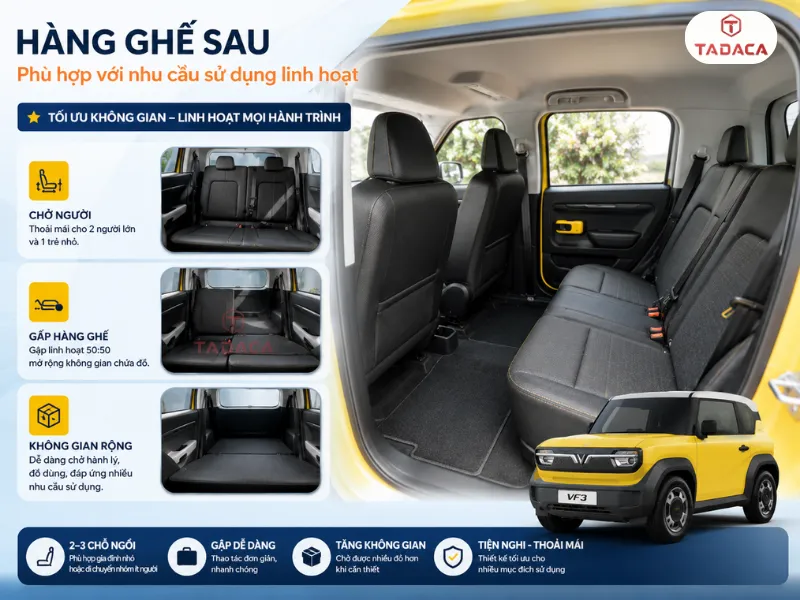 Hàng ghế sau phù hợp với nhu cầu sử dụng linh hoạt