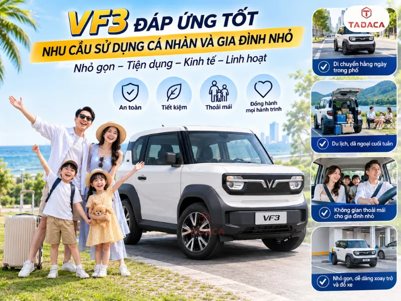 VF3 đáp ứng tốt nhu cầu sử dụng cá nhân và gia đình nhỏ