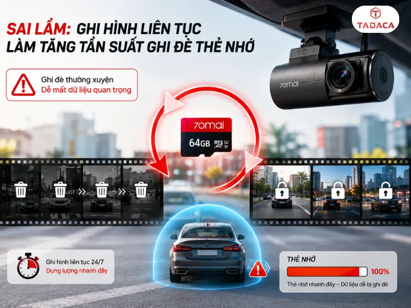 Ghi hình liên tục làm tăng tần suất ghi đè thẻ nhớ