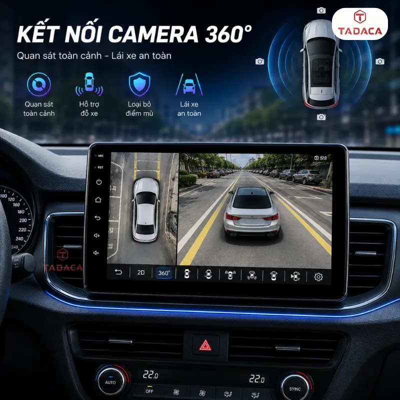 Kết nối camera lùi, camera 360 và cảm biến 
