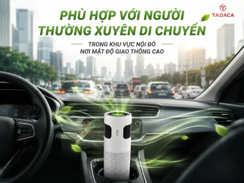 Máy lọc không khí iPuri C1 phù hợp kiểm soát bụi mịn trong ô tô hằng ngày