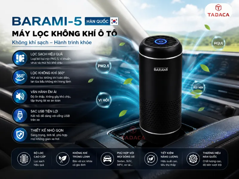 Máy lọc không khí ô tô Barami 5 Hàn Quốc
