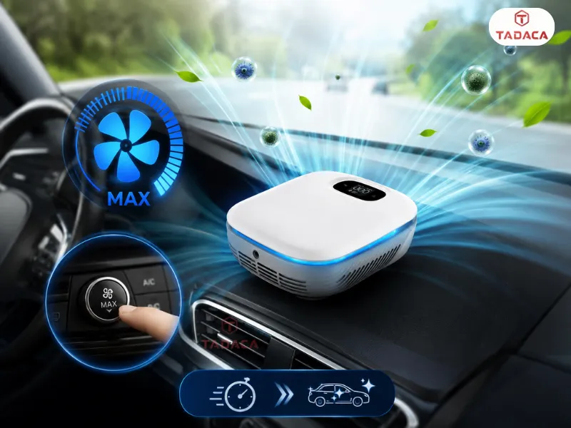 Bật chế độ quạt tối đa khi vừa vào xe kết hợp mở kính