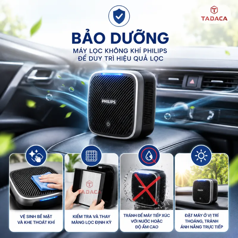 Bảo dưỡng máy lọc không khí ô tô Philips đúng cách