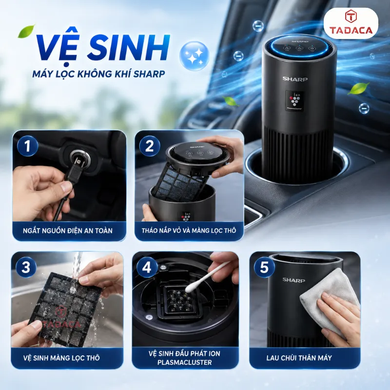 Vệ sinh máy lọc không khí ô tô Sharp định kỳ đúng cách