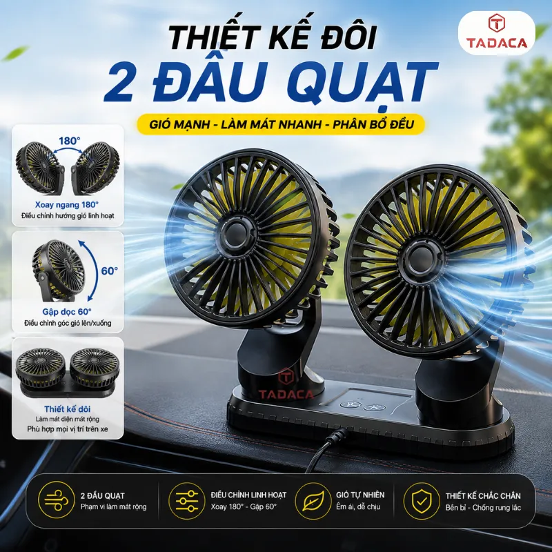 Thiết kế đôi 2 đầu quạt