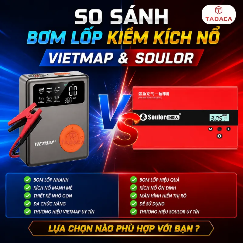 So Sánh Bộ Bơm Lốp Kiêm Kích Nổ Vietmap Và Soulor