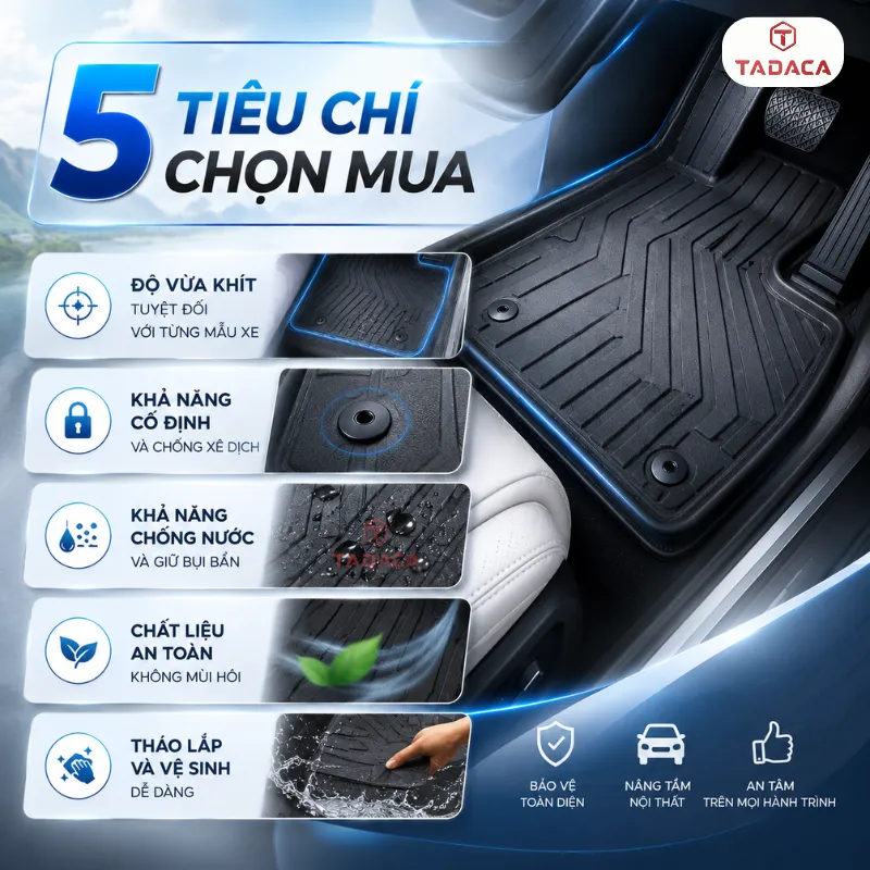 5 tiêu chí quyết định một bộ thảm lót sàn ô tô đáng mua