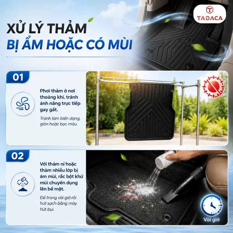 Xử lý thảm bị ẩm hoặc có mùi