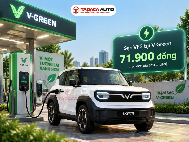 Sạc VF3 tại V Green khoảng 71.900 đồng theo đơn giá tiêu chuẩn