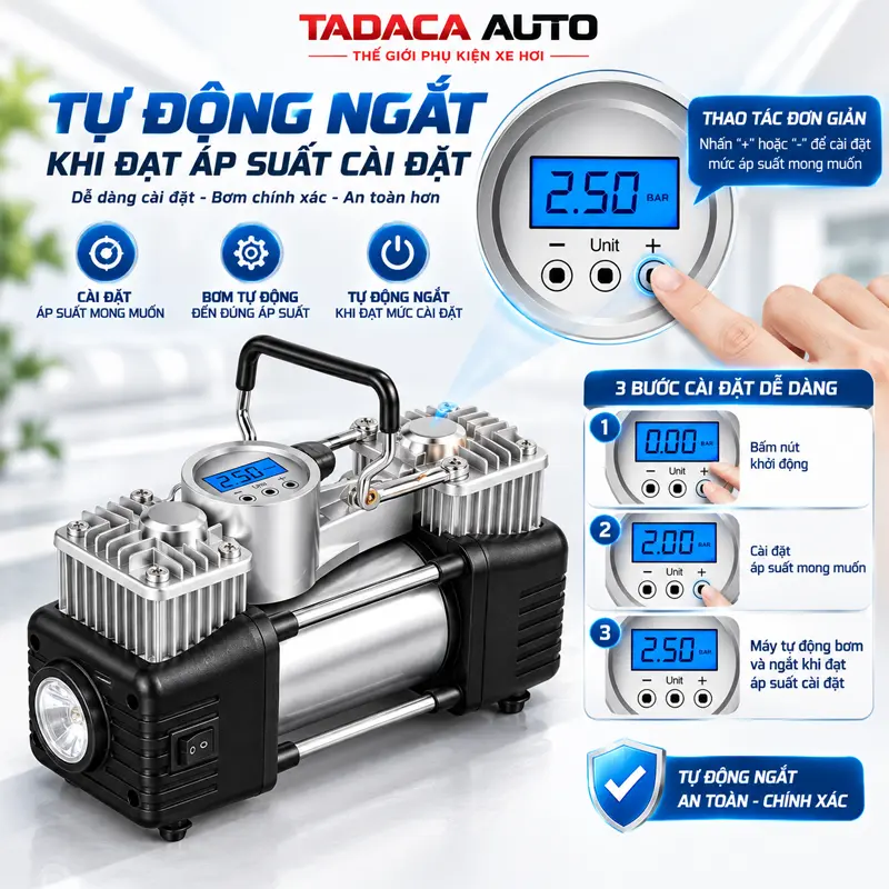Tích hợp tính năng tự động ngắt khi đạt áp suất