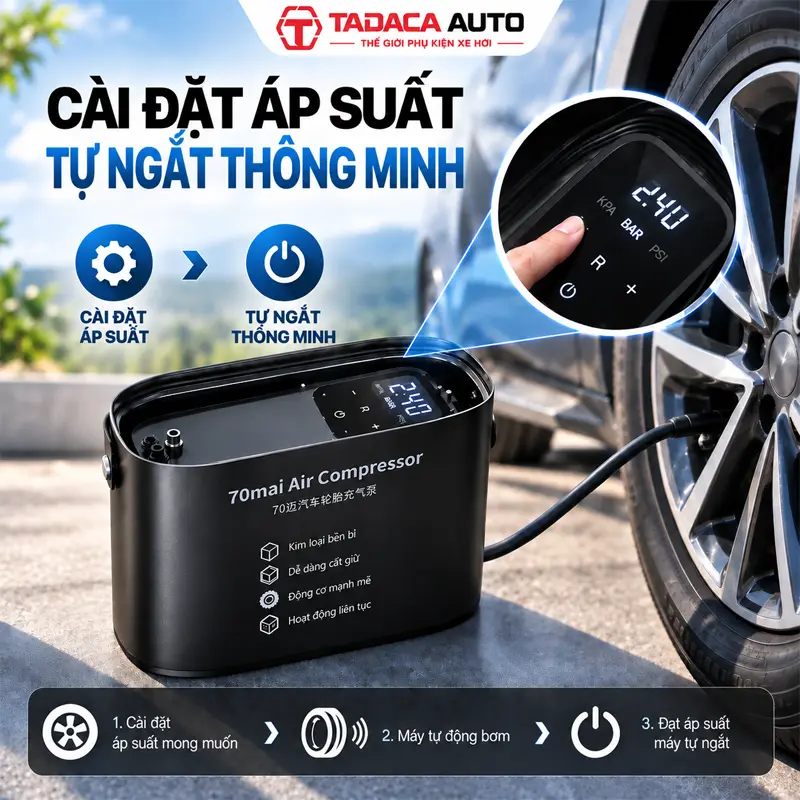 Cài đặt áp suất và tự động ngắt khi đạt mức yêu cầu